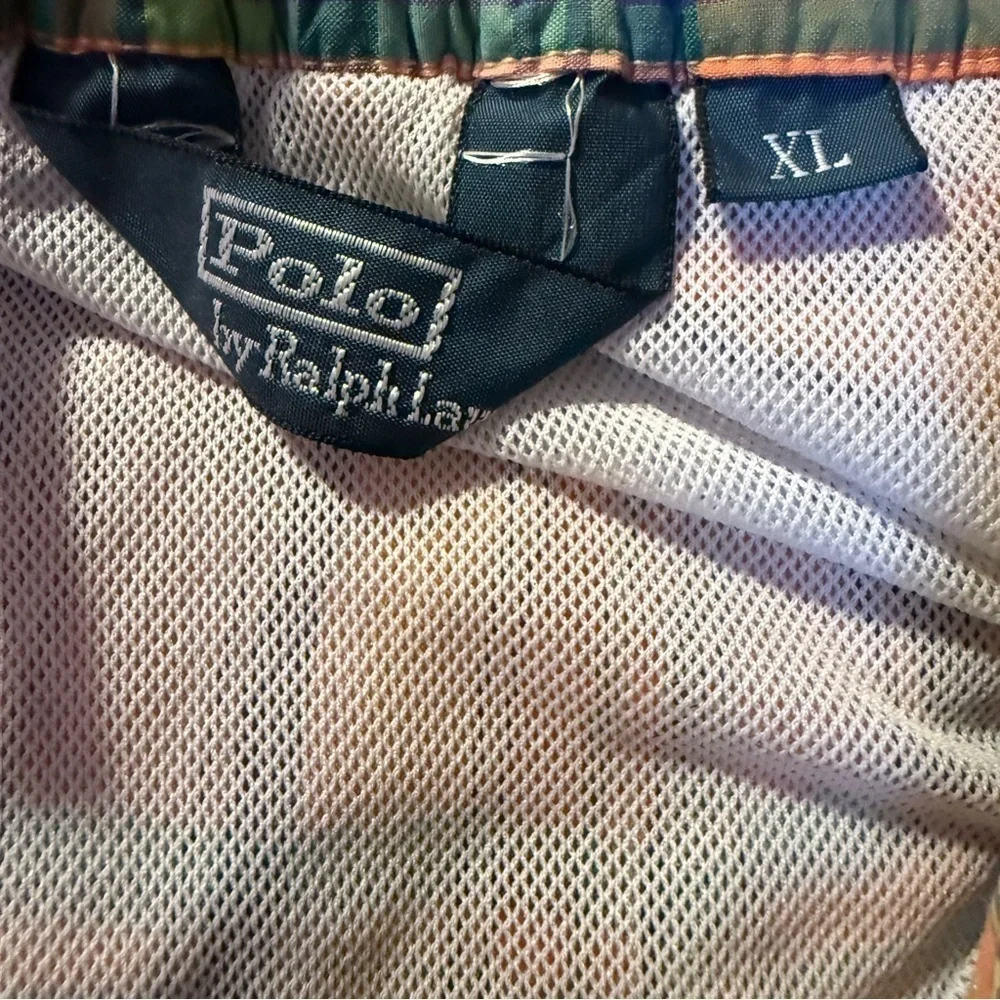 Polo Ralph Lauren Madras Plaid Orange Multicolor Swim Trunks Shorts XL Preppy